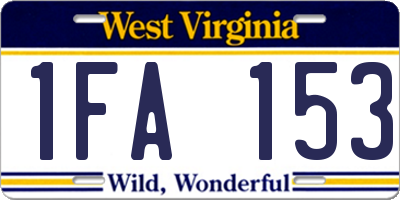 WV license plate 1FA153
