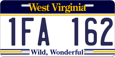 WV license plate 1FA162