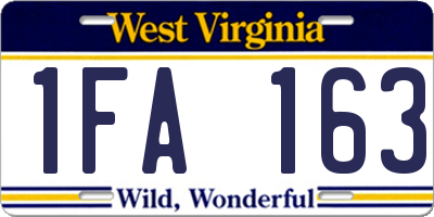 WV license plate 1FA163