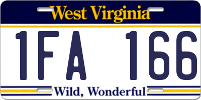 WV license plate 1FA166