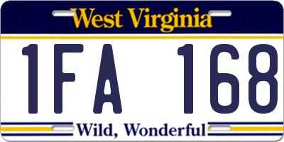 WV license plate 1FA168