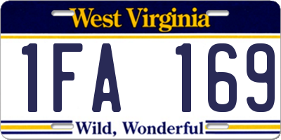 WV license plate 1FA169