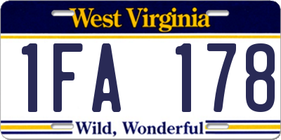 WV license plate 1FA178