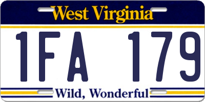 WV license plate 1FA179