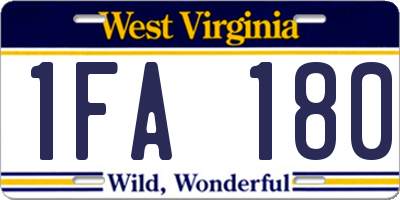 WV license plate 1FA180