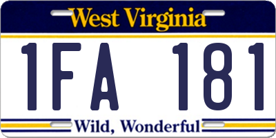 WV license plate 1FA181