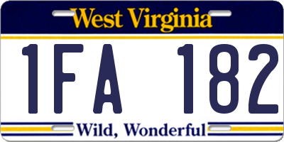 WV license plate 1FA182