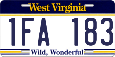WV license plate 1FA183