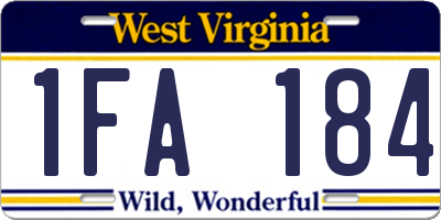 WV license plate 1FA184