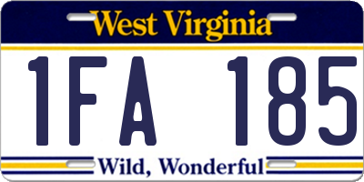 WV license plate 1FA185