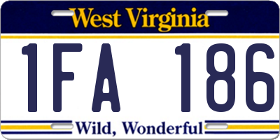 WV license plate 1FA186