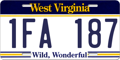 WV license plate 1FA187