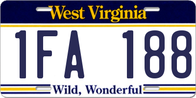 WV license plate 1FA188
