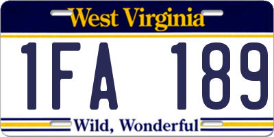 WV license plate 1FA189