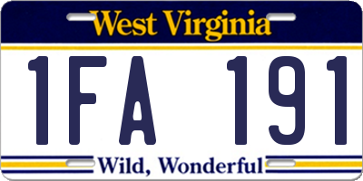 WV license plate 1FA191