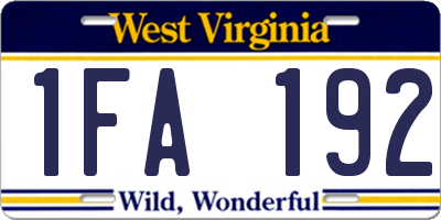 WV license plate 1FA192