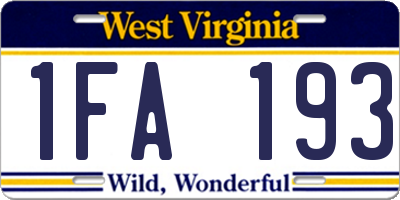 WV license plate 1FA193