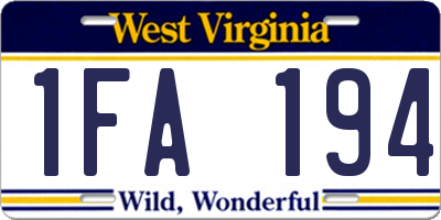 WV license plate 1FA194