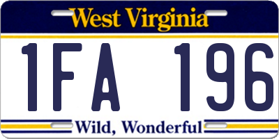 WV license plate 1FA196