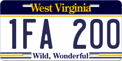 WV license plate 1FA200