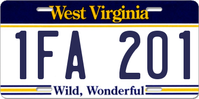 WV license plate 1FA201