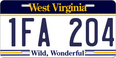 WV license plate 1FA204
