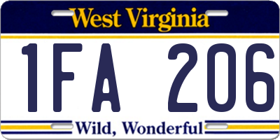 WV license plate 1FA206