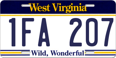 WV license plate 1FA207
