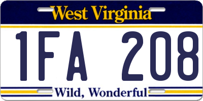WV license plate 1FA208