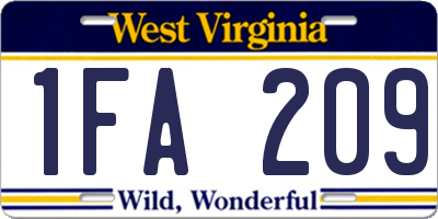 WV license plate 1FA209