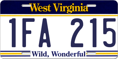 WV license plate 1FA215
