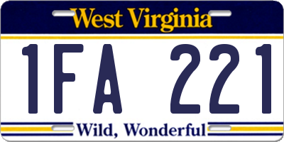 WV license plate 1FA221