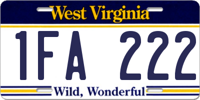 WV license plate 1FA222