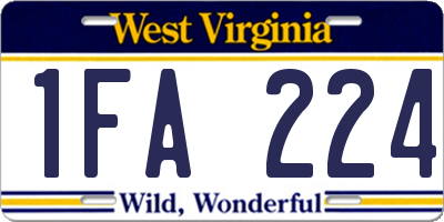 WV license plate 1FA224