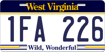 WV license plate 1FA226