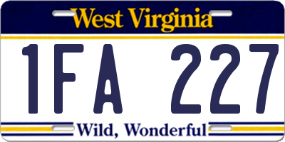 WV license plate 1FA227