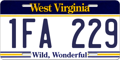 WV license plate 1FA229
