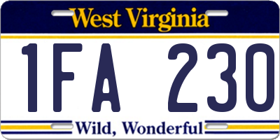 WV license plate 1FA230