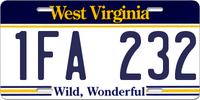WV license plate 1FA232