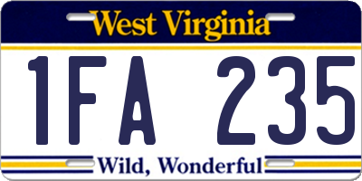 WV license plate 1FA235