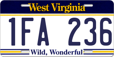 WV license plate 1FA236
