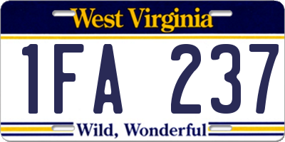 WV license plate 1FA237