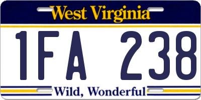WV license plate 1FA238