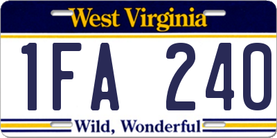WV license plate 1FA240