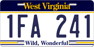 WV license plate 1FA241