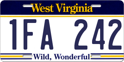 WV license plate 1FA242