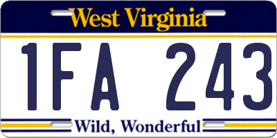 WV license plate 1FA243