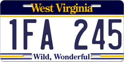 WV license plate 1FA245
