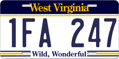 WV license plate 1FA247