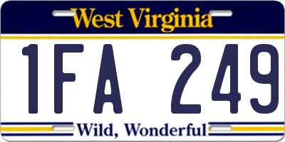WV license plate 1FA249
